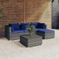 vidaXL 5-tlg. Garten-Lounge-Set mit Kissen Poly Rattan Grau vidaXL 5-tlg. Garten-Lounge-Set mit Kissen Poly Rattan Grau