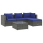 vidaXL 5-tlg. Garten-Lounge-Set mit Kissen Poly Rattan Grau vidaXL 5-tlg. Garten-Lounge-Set mit Kissen Poly Rattan Grau