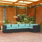 vidaXL 5-tlg. Garten-Lounge-Set mit Kissen Poly Rattan Schwarz vidaXL 5-tlg. Garten-Lounge-Set mit Kissen Poly Rattan Schwarz