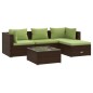 vidaXL 5-tlg. Garten-Lounge-Set mit Kissen Poly Rattan Braun vidaXL 5-tlg. Garten-Lounge-Set mit Kissen Poly Rattan Braun
