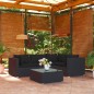 vidaXL 5-tlg. Garten-Lounge-Set mit Kissen Poly Rattan Schwarz vidaXL 5-tlg. Garten-Lounge-Set mit Kissen Poly Rattan Schwarz