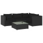 vidaXL 5-tlg. Garten-Lounge-Set mit Kissen Poly Rattan Schwarz vidaXL 5-tlg. Garten-Lounge-Set mit Kissen Poly Rattan Schwarz