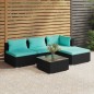 vidaXL 5-tlg. Garten-Lounge-Set mit Kissen Poly Rattan Schwarz vidaXL 5-tlg. Garten-Lounge-Set mit Kissen Poly Rattan Schwarz