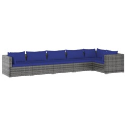 vidaXL 6-tlg. Garten-Lounge-Set mit Kissen Poly Rattan Grau