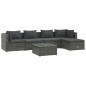 vidaXL 6-tlg. Garten-Lounge-Set mit Kissen Poly Rattan Grau vidaXL 6-tlg. Garten-Lounge-Set mit Kissen Poly Rattan Grau