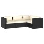 vidaXL 4-tlg. Garten-Lounge-Set mit Kissen Poly Rattan Schwarz vidaXL 4-tlg. Garten-Lounge-Set mit Kissen Poly Rattan Schwarz