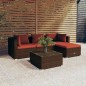 vidaXL 5-tlg. Garten-Lounge-Set mit Kissen Poly Rattan Braun vidaXL 5-tlg. Garten-Lounge-Set mit Kissen Poly Rattan Braun