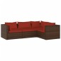 vidaXL 4-tlg. Garten-Lounge-Set mit Auflagen Poly Rattan Braun vidaXL 4-tlg. Garten-Lounge-Set mit Auflagen Poly Rattan Braun
