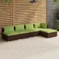 vidaXL 5-tlg. Garten-Lounge-Set mit Kissen Poly Rattan Braun vidaXL 5-tlg. Garten-Lounge-Set mit Kissen Poly Rattan Braun
