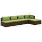 vidaXL 5-tlg. Garten-Lounge-Set mit Kissen Poly Rattan Braun vidaXL 5-tlg. Garten-Lounge-Set mit Kissen Poly Rattan Braun