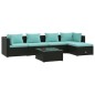 vidaXL 6-tlg. Garten-Lounge-Set mit Kissen Poly Rattan Schwarz vidaXL 6-tlg. Garten-Lounge-Set mit Kissen Poly Rattan Schwarz