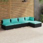 vidaXL 5-tlg. Garten-Lounge-Set mit Kissen Poly Rattan Schwarz vidaXL 5-tlg. Garten-Lounge-Set mit Kissen Poly Rattan Schwarz