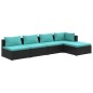 vidaXL 5-tlg. Garten-Lounge-Set mit Kissen Poly Rattan Schwarz vidaXL 5-tlg. Garten-Lounge-Set mit Kissen Poly Rattan Schwarz