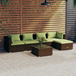 vidaXL 6-tlg. Garten-Lounge-Set mit Kissen Poly Rattan Braun