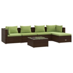 vidaXL 6-tlg. Garten-Lounge-Set mit Kissen Poly Rattan Braun