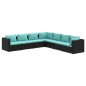 vidaXL 7-tlg. Garten-Lounge-Set mit Kissen Poly Rattan Schwarz vidaXL 7-tlg. Garten-Lounge-Set mit Kissen Poly Rattan Schwarz