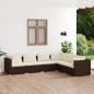 vidaXL 6-tlg. Garten-Lounge-Set mit Kissen Poly Rattan Braun vidaXL 6-tlg. Garten-Lounge-Set mit Kissen Poly Rattan Braun