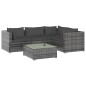 vidaXL 5-tlg. Garten-Lounge-Set mit Kissen Poly Rattan Grau vidaXL 5-tlg. Garten-Lounge-Set mit Kissen Poly Rattan Grau