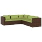 vidaXL 5-tlg. Garten-Lounge-Set mit Kissen Poly Rattan Braun vidaXL 5-tlg. Garten-Lounge-Set mit Kissen Poly Rattan Braun