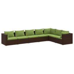 vidaXL 7-tlg. Garten-Lounge-Set mit Kissen Poly Rattan Braun