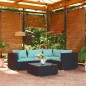 vidaXL 5-tlg. Garten-Lounge-Set mit Kissen Poly Rattan Schwarz vidaXL 5-tlg. Garten-Lounge-Set mit Kissen Poly Rattan Schwarz