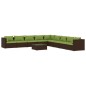 vidaXL 10-tlg. Garten-Lounge-Set mit Kissen Poly Rattan Braun vidaXL 10-tlg. Garten-Lounge-Set mit Kissen Poly Rattan Braun