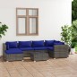 vidaXL 7-tlg. Garten-Lounge-Set mit Kissen Poly Rattan Grau vidaXL 7-tlg. Garten-Lounge-Set mit Kissen Poly Rattan Grau
