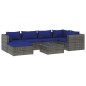 vidaXL 7-tlg. Garten-Lounge-Set mit Kissen Poly Rattan Grau vidaXL 7-tlg. Garten-Lounge-Set mit Kissen Poly Rattan Grau