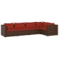 vidaXL 5-tlg. Garten-Lounge-Set mit Kissen Poly Rattan Braun vidaXL 5-tlg. Garten-Lounge-Set mit Kissen Poly Rattan Braun