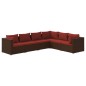 vidaXL 6-tlg. Garten-Lounge-Set mit Kissen Poly Rattan Braun vidaXL 6-tlg. Garten-Lounge-Set mit Kissen Poly Rattan Braun