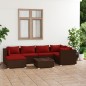 vidaXL 7-tlg. Garten-Lounge-Set mit Kissen Poly Rattan Braun vidaXL 7-tlg. Garten-Lounge-Set mit Kissen Poly Rattan Braun