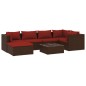vidaXL 7-tlg. Garten-Lounge-Set mit Kissen Poly Rattan Braun vidaXL 7-tlg. Garten-Lounge-Set mit Kissen Poly Rattan Braun