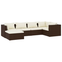 vidaXL 6-tlg. Garten-Lounge-Set mit Kissen Poly Rattan Braun