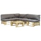 4-tlg. Outdoor-Lounge-Set Paletten mit Kissen in Grau Holz