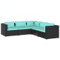 vidaXL 5-tlg. Garten-Lounge-Set mit Kissen Poly Rattan Schwarz vidaXL 5-tlg. Garten-Lounge-Set mit Kissen Poly Rattan Schwarz