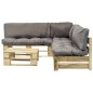 4-tlg. Outdoor-Lounge-Set Paletten mit Kissen in Grau Holz