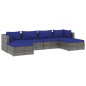 vidaXL 6-tlg. Garten-Lounge-Set mit Kissen Poly Rattan Grau vidaXL 6-tlg. Garten-Lounge-Set mit Kissen Poly Rattan Grau