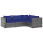 vidaXL 4-tlg. Garten-Lounge-Set mit Kissen Poly Rattan Grau vidaXL 4-tlg. Garten-Lounge-Set mit Kissen Poly Rattan Grau