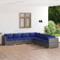 vidaXL 7-tlg. Garten-Lounge-Set mit Kissen Poly Rattan Grau vidaXL 7-tlg. Garten-Lounge-Set mit Kissen Poly Rattan Grau