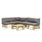 4-tlg. Outdoor-Lounge-Set Paletten mit Kissen in Grau Holz