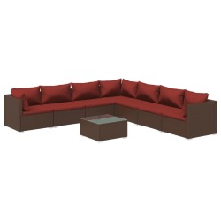 vidaXL 8-tlg. Garten-Lounge-Set mit Kissen Poly Rattan Braun