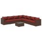 vidaXL 8-tlg. Garten-Lounge-Set mit Kissen Poly Rattan Braun vidaXL 8-tlg. Garten-Lounge-Set mit Kissen Poly Rattan Braun