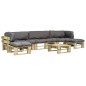 6-tlg. Outdoor-Lounge-Set Paletten mit Kissen in Grau Holz 6-tlg. Outdoor-Lounge-Set Paletten mit Kissen in Grau Holz
