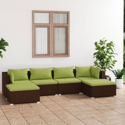 vidaXL 6-tlg. Garten-Lounge-Set mit Auflagen Poly Rattan Braun