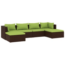 vidaXL 6-tlg. Garten-Lounge-Set mit Auflagen Poly Rattan Braun