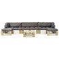 6-tlg. Outdoor-Lounge-Set Paletten mit Kissen in Grau Holz 6-tlg. Outdoor-Lounge-Set Paletten mit Kissen in Grau Holz