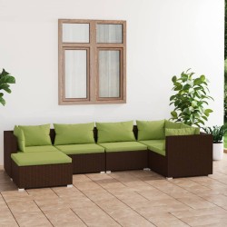 vidaXL 6-tlg. Garten-Lounge-Set mit Auflagen Poly Rattan Braun