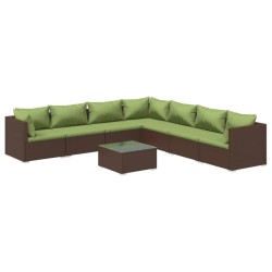 vidaXL 8-tlg. Garten-Lounge-Set mit Kissen Poly Rattan Braun
