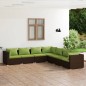 vidaXL 7-tlg. Garten-Lounge-Set mit Kissen Poly Rattan Braun vidaXL 7-tlg. Garten-Lounge-Set mit Kissen Poly Rattan Braun