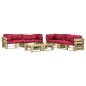 6-tlg. Outdoor-Lounge-Set Paletten mit Kissen in Rot Holz 6-tlg. Outdoor-Lounge-Set Paletten mit Kissen in Rot Holz